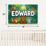 Edward Name Art - Forest Friends personalized wall print for kids