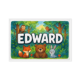 Edward Name Art - Forest Friends personalized wall print for kids