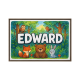 Edward Name Art - Forest Friends personalized wall print for kids
