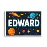 Edward Name Art - Space Explorers personalized wall print for kids