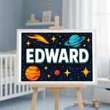 Edward Name Art - Space Explorers personalized wall print for kids