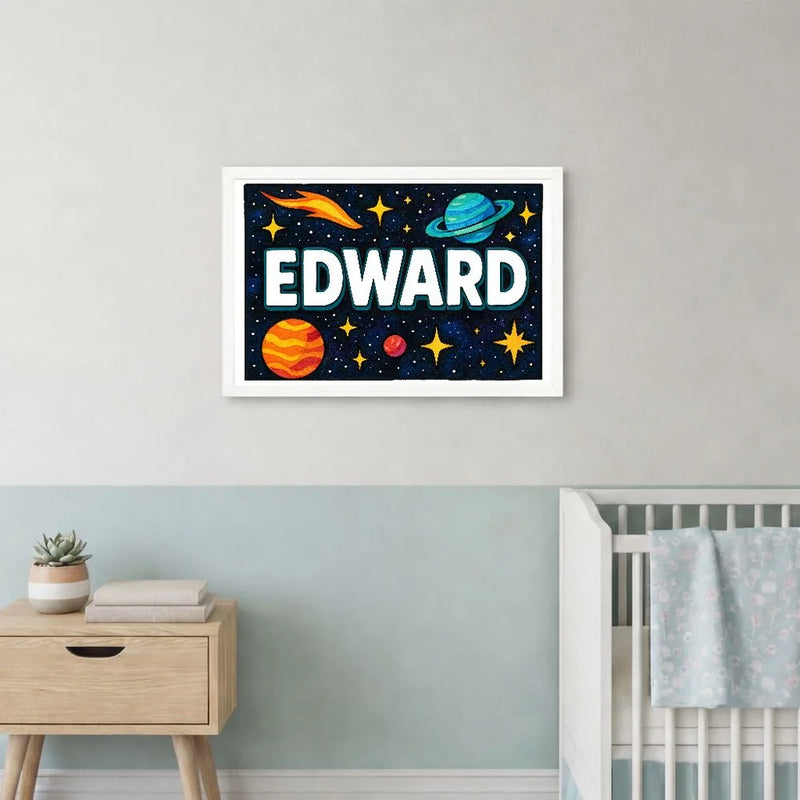 Edward Name Art - Space Explorers personalized wall print for kids