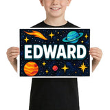Edward Name Art - Space Explorers personalized wall print for kids