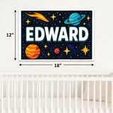 Edward Name Art - Space Explorers personalized wall print for kids