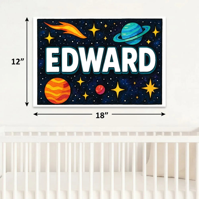 Edward Name Art - Space Explorers personalized wall print for kids