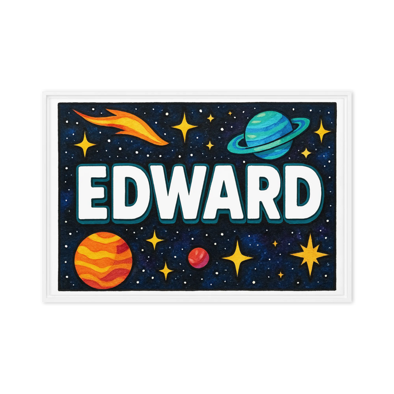 Edward Name Art - Space Explorers personalized wall print for kids