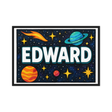 Edward Name Art - Space Explorers personalized wall print for kids