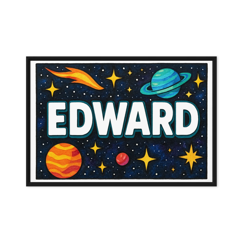 Edward Name Art - Space Explorers personalized wall print for kids