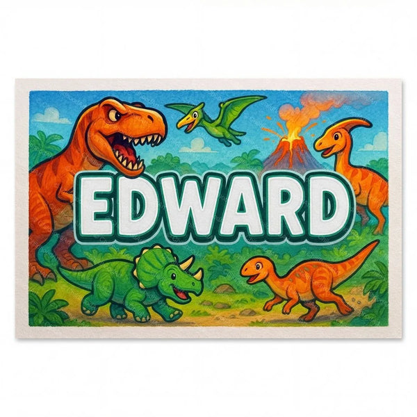 Edward Name Art - Dinosaur Adventure Personalized Wall Art