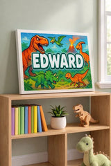 Edward Name Art - Dinosaur Adventure personalized wall print for kids