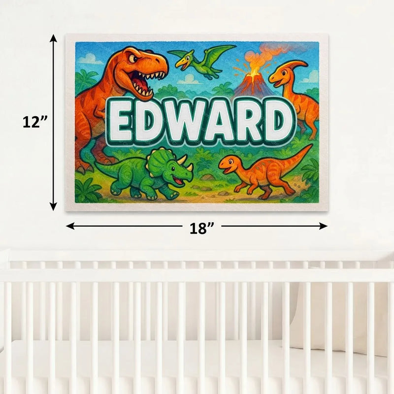 Edward Name Art - Dinosaur Adventure personalized wall print for kids