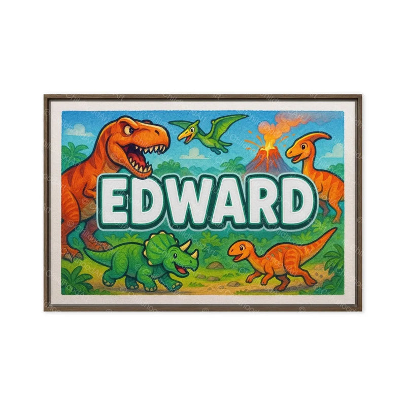 Edward Name Art - Dinosaur Adventure personalized wall print for kids