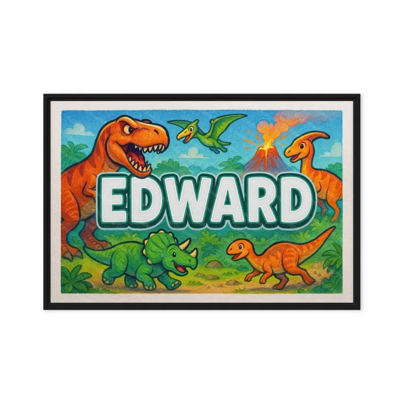 Edward Name Art - Dinosaur Adventure personalized wall print for kids