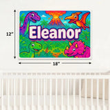 Eleanor Name Art - Dinosaur Adventure personalized wall print for kids