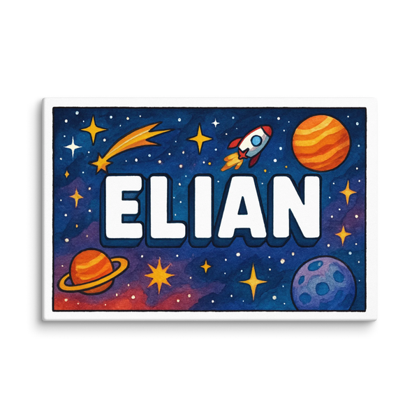 Elian Name Art - Space Explorers Personalized Wall Art