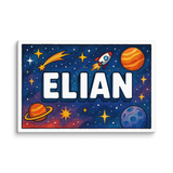 Elian Name Art - Space Explorers personalized wall print for kids
