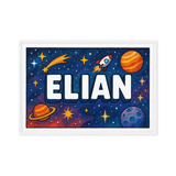 Elian Name Art - Space Explorers personalized wall print for kids