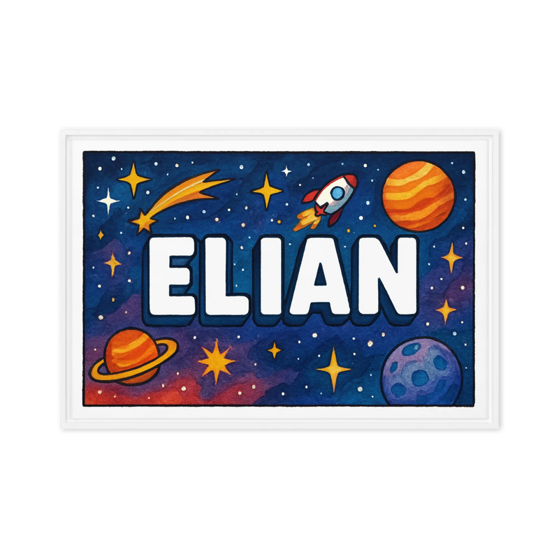 Elian Name Art - Space Explorers personalized wall print for kids