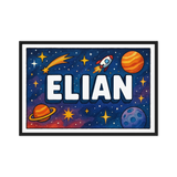 Elian Name Art - Space Explorers personalized wall print for kids