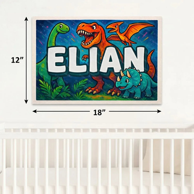 Elian Name Art - Dinosaur Adventure personalized wall print for kids