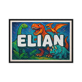 Elian Name Art - Dinosaur Adventure personalized wall print for kids