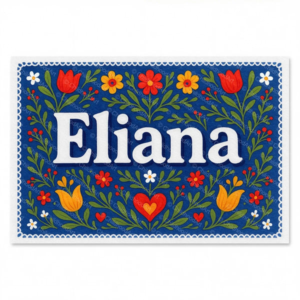 Eliana Floral Farmhouse Name Art