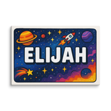 Elijah Name Art - Space Explorers personalized wall print for kids
