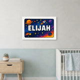 Elijah Name Art - Space Explorers personalized wall print for kids