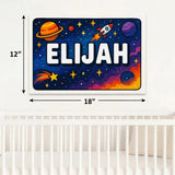 Elijah Name Art - Space Explorers personalized wall print for kids