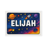 Elijah Name Art - Space Explorers personalized wall print for kids