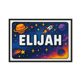 Elijah Name Art - Space Explorers personalized wall print for kids