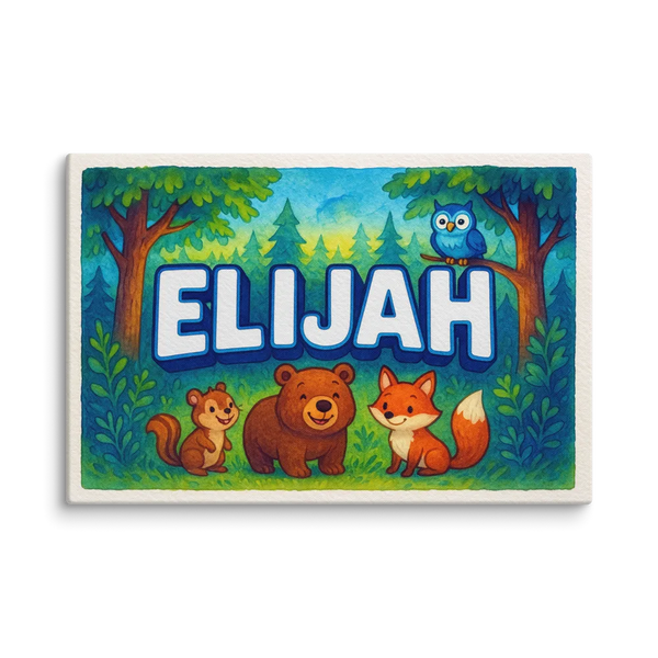 Elijah Name Art - Forest Friends Personalized Wall Art