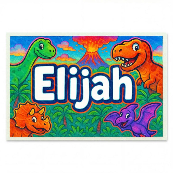 Elijah Name Art - Dinosaur Adventure Personalized Wall Art