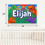 Elijah Name Art - Dinosaur Adventure personalized wall print for kids