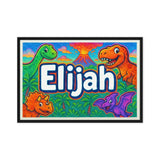 Elijah Name Art - Dinosaur Adventure personalized wall print for kids