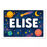 Adventurous personalized space name art for Elise