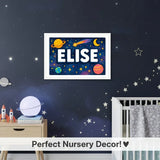 Adventurous personalized space name art for Elise