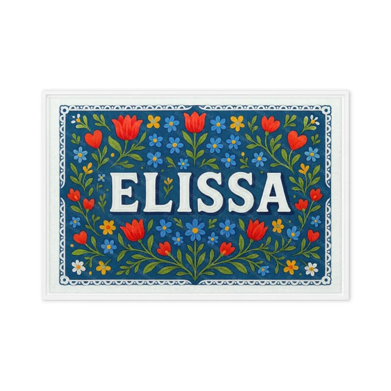 Elissa Name Art - Floral Farmhouse personalized wall print for kids