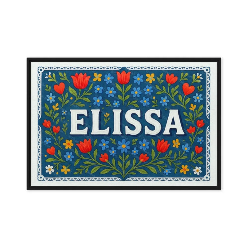 Elissa Name Art - Floral Farmhouse personalized wall print for kids