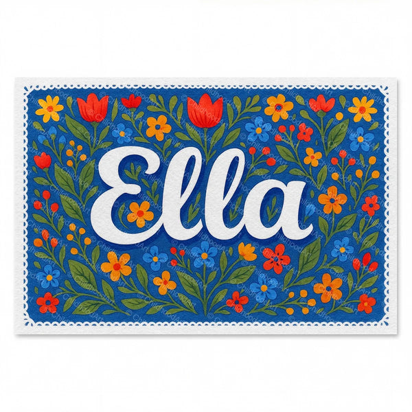 Ella Floral Farmhouse Name Art