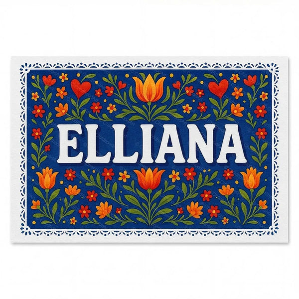 Personalized Elliana name art print in the Floral farmhouse style