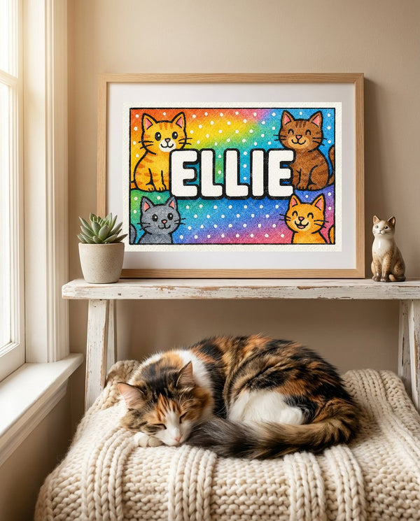 Ellie Colorful Cats Art