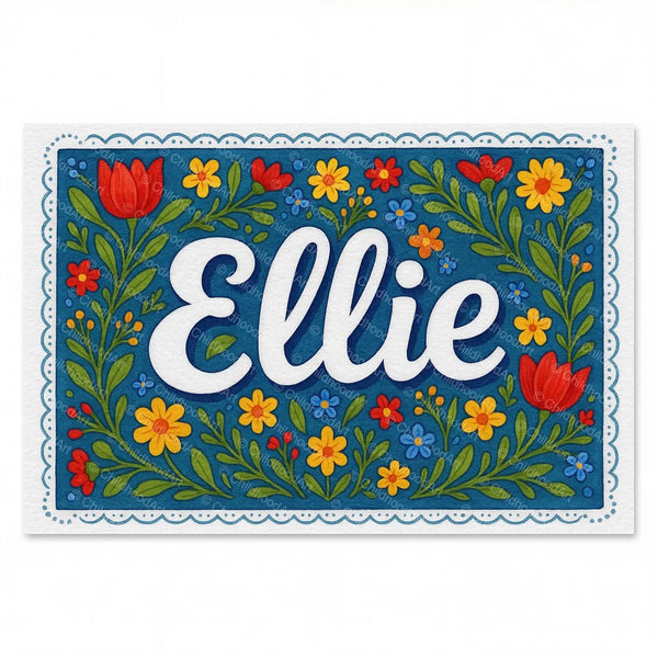 Ellie Floral Farmhouse Name Art