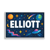Elliott Name Art - Space Explorers personalized wall print for kids
