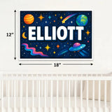 Elliott Name Art - Space Explorers personalized wall print for kids