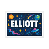 Elliott Name Art - Space Explorers personalized wall print for kids