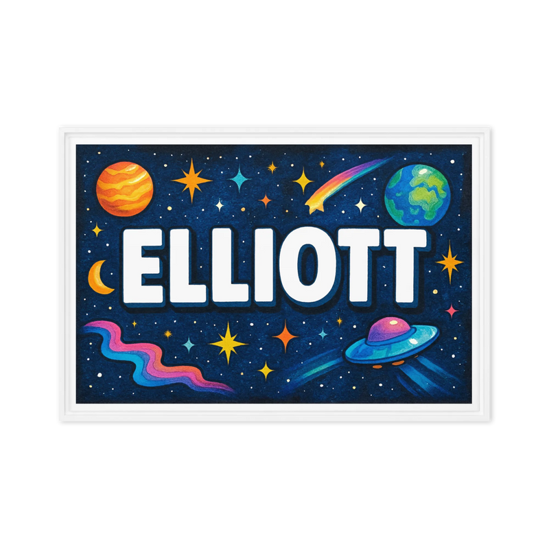 Elliott Name Art - Space Explorers personalized wall print for kids