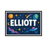 Elliott Name Art - Space Explorers personalized wall print for kids