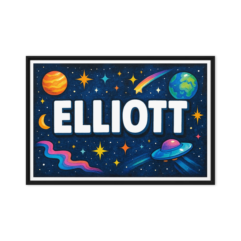 Elliott Name Art - Space Explorers personalized wall print for kids