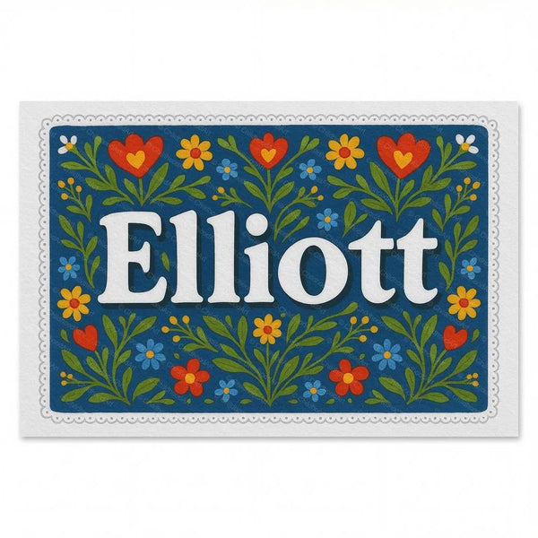 Elliott Name Art - Floral Farmhouse Personalized Wall Art